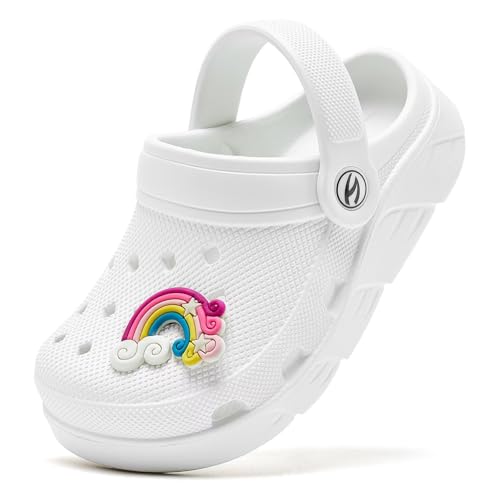 HOBIBEAR Boys and Girls Garden Clogs Slip on Sandals Beach Water Shoes (Toddler/Little Kids/Big Kids)(3 UK White)