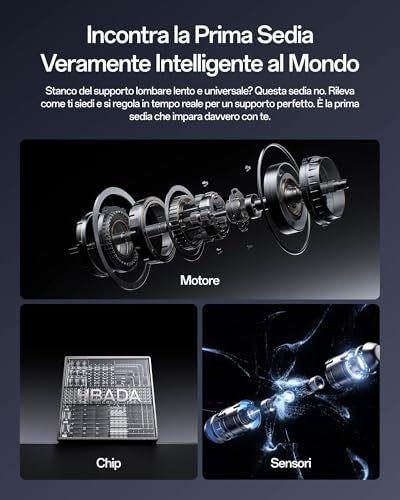 X7 Sedia ergonomica intelligente da ufficio, con supporto lombare completamente automatico, poggiatesta regolabile in 4D, braccioli regolabili a 720°, imbottitura ventilata, funzione girevole - Sedia gaming - Immagine 4