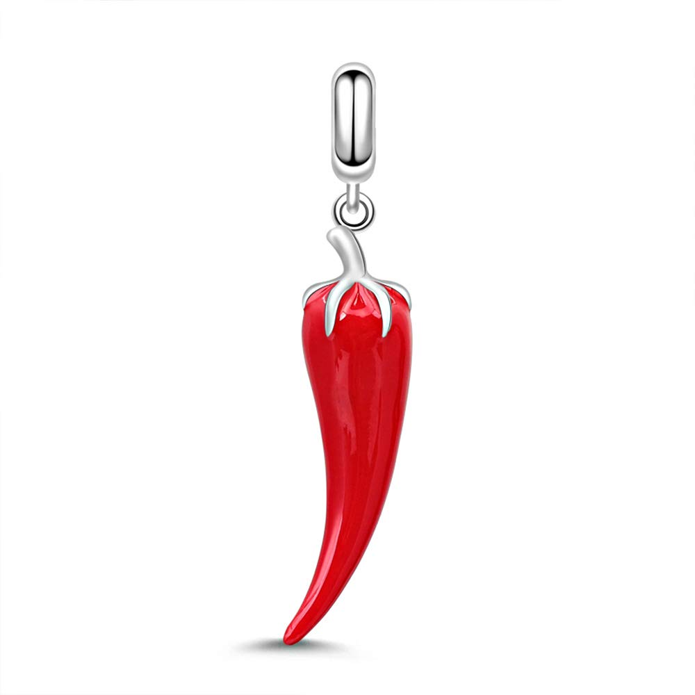 Charm Peperoncino In Argento 925 Smaltato Rosso - Ciondolo Handmade Per Braccialetti Europei | Regalo Passionale - Foto 2
