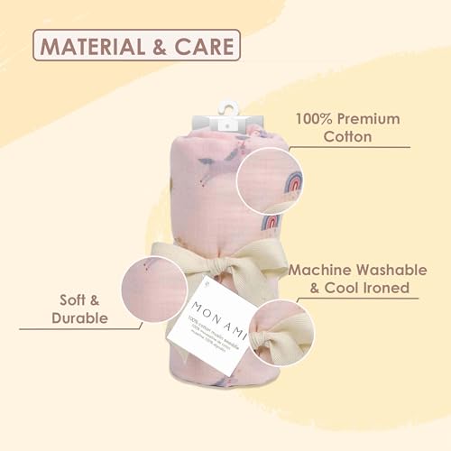 Image of MON AMI Chateau Magique Muslin Swaddle Blanket | 47x47-Inch Premium 100% Cotton Baby Blanket | Soft, Lightweight & Machine Washable | Nursery & Gift Essential