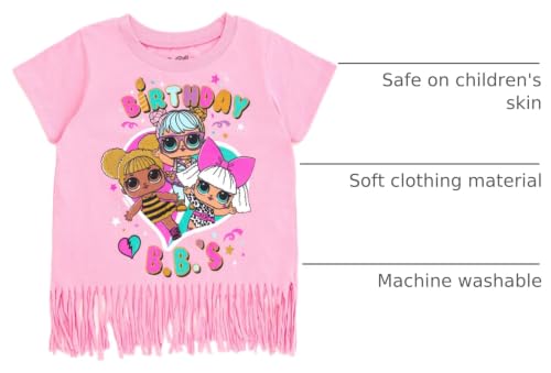Image of L.O.L. Surprise! Girls' Birthday Glitter T-Shirt Little Kid to Big Kid | Soft Knit Fabric, Crew Neckline, Reinforced Seams, Comfortable Standard Fit, Machine Washable