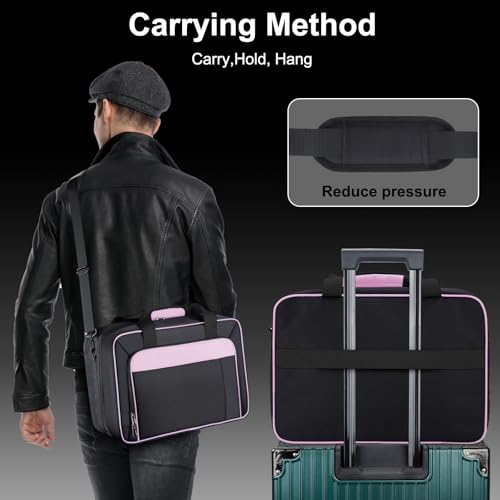 Image of Carrying Case Fit for PS5, Travel Thickened Protective Bag Compatible with Playstation 5 Console, Headset, PS5 Controller, Game Discs, and Gaming Accessories, Pink