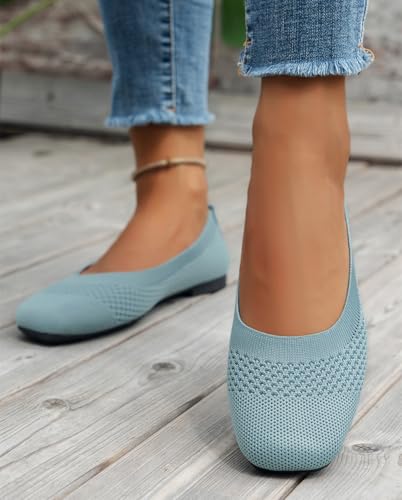Women's Ballet Flat Shoes Knit Dress Shoes Round Toe Comfortable Casual Dressy Slip On Ballerina Flats for Women