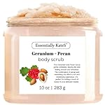 Geranium + Pecan Body & Foot Scrub 10 oz - a refreshing exfoliating experience, leaving your skin feeling smooth, soft, and revitalized - The best stocking stuffer.