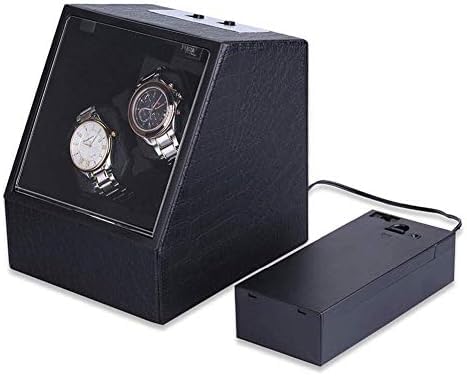 FENOKD Mechanical Watch Shaker Automatic Double Watch Winder, 4 Mode Rotate, Leather Watch Box in Black Color