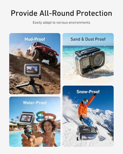 Image of TELESIN Waterproof Case with Anti-Fog for DJI Osmo Action 6 Camera, Underwater Housing Shell Cage Supports 60M /196FT Deep Diving Scuba Snorkeling with Quick Release Bracket Screw Action 6 Accessories