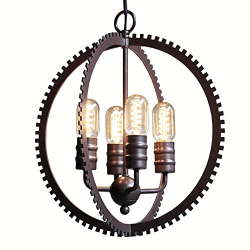 Suspension industrielle Global 4 têtes pour l'ambiance chaleureuse du salon