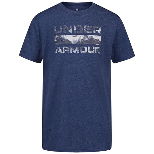 Under Armour Boys Stacked Logo Tee (Big Kid) Blackout Navy Large Big Kid