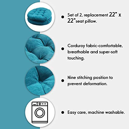 Tiita Floor Pillow Cushion, Round Seat Cushion, Outdoor Floor Pad, Meditation Cushion For Yoga Living Room Sofa Balcony, Set Of 2, 22X22 Inch, Blue #TOP7