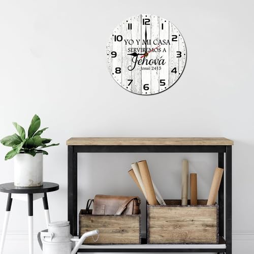 Reloj de pared analógico redondo de madera 12 pulgadas miniatura 2