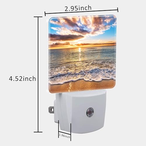 Image of Colorful Ocean Beach at Sunrise Night Light Plug into Wall with Dusk to Dawn Sensor Cute Nightlight for Kid Girls Boys Women Men Room Decor, Hallway, Kitchen, Bathroom, Nursery, Stairs