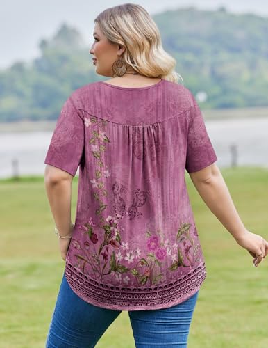 Image of IN'VOLAND Plus Size Tops for Women Short Sleeve Shirts Dressy Casual Tunics