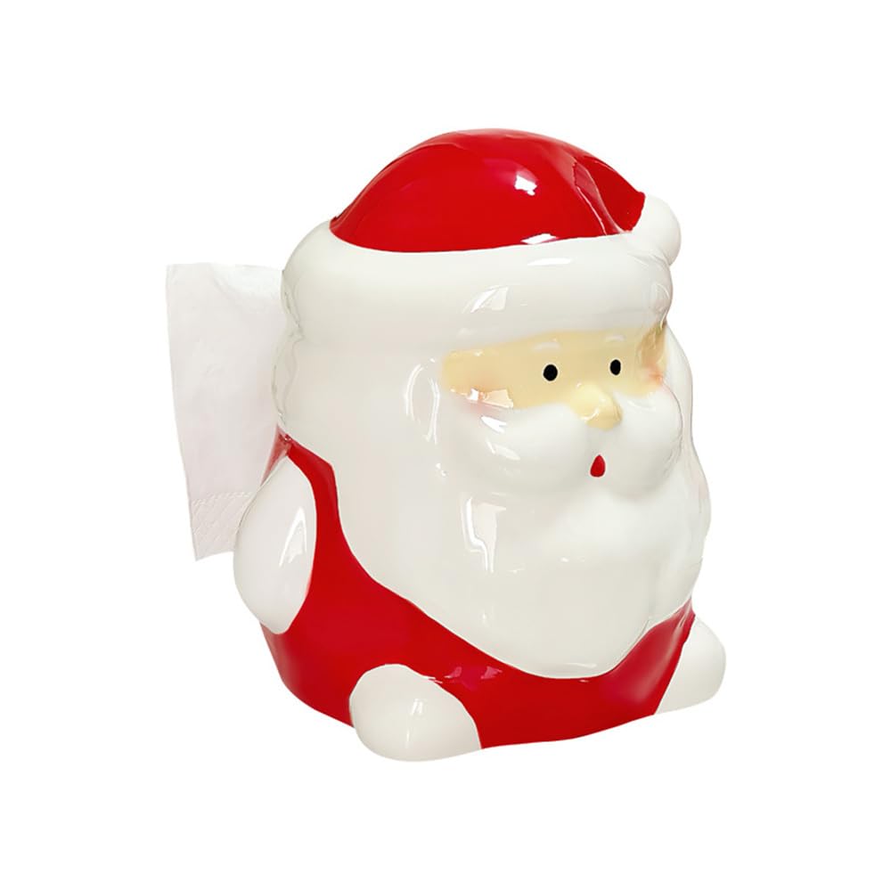 Caja de pañuelos de Papá Noel para ocultar cajas de cartón en mesas de salón