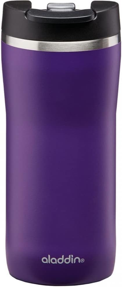 Aladdin Barista Mocca Thermavac Leak-Lock Stainless Steel Thermos Travel Mug for Hot Drinks 0.35L Snowflake White  Keeps Hot for 3 Hours - BPA-Free Reusable Coffee Cups - Leakproof - Dishwasher Safe
