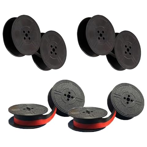 BOEDCN 2/1 inch Universal Typewriter Ribbon Twin Spool Typewriter Ribbon Twin Spool Replacement for Most Typewriter - 2 * 2Black & Red Cover