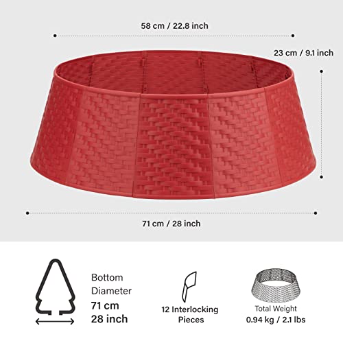 Tree Nest Christmas Tree Collar Round Christmas Tree Skirt Ring Base Stand Durable Plastic Cover Christmas Decorations For Xmas Tree 28" D Simple(Red,Large) #TOP5