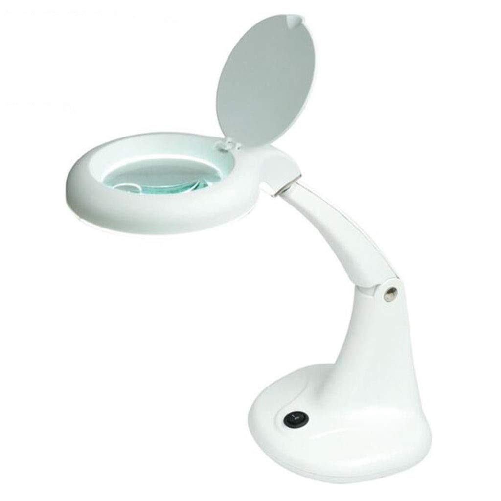 GaRcan Lupa de Escritorio Lupa de Escritorio de Carga con Luces LED 5X10X Lectura Reloj de Control electrónico Reparación de teléfonos móviles Plegable