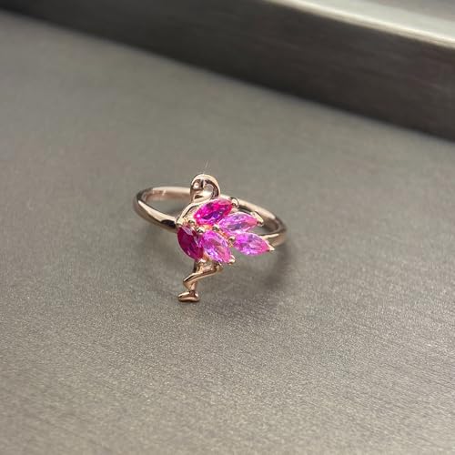 OIDIMS Flamingo Ring for Women Sterling Silver 925 Cute Animal Rose Gold Pink Cubic Zirconia Bird Flamingos Wedding Engagement Finger Rings Bands Beach Jewelry Christmas Gifts for Mom Daughter4