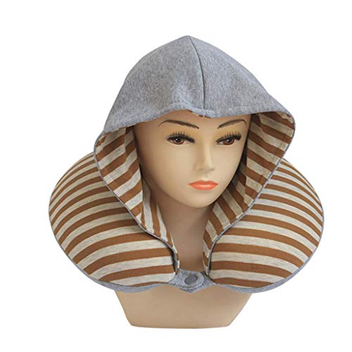 Oreiller en forme de U avec chapeau pour le sommeil en avion