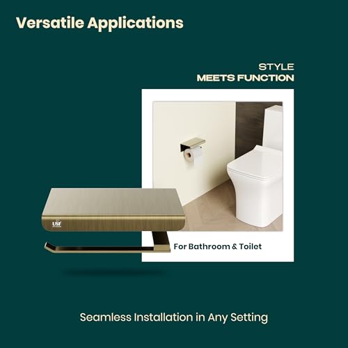 Image of USF Toilet Paper Holder for Bathroom | 304 Stainless Steel Tissue Paper Roll Holder | Bath Utilities | Square Wall Mounted Paper Holder for Restroom | Antique Finish | 3 Years Warranty