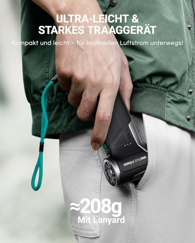 VANTRUE POWER T150 Elektrischer Luftbläser, 110.000 U/min Starkes Druckluftgebläse mit 3 Geschwindigkeiten– Staubgebläse Staubsauger Elektro Gebläse Akku für PC,Tastatur,Auto,Haushalt,Outdoor