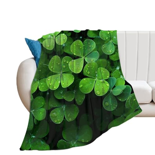 Couverture extra large flanelle trèfle vert contre le froid du sofa