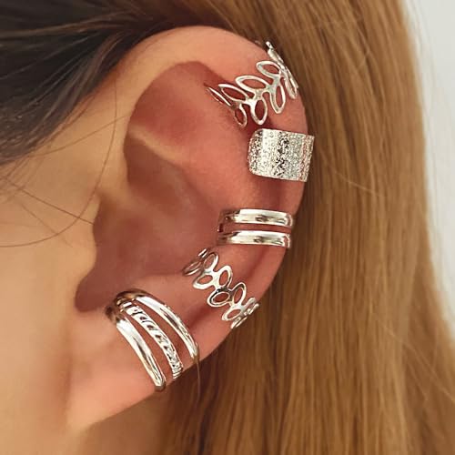 Set de 5 aretes clip para mujer sin perforar miniatura 2