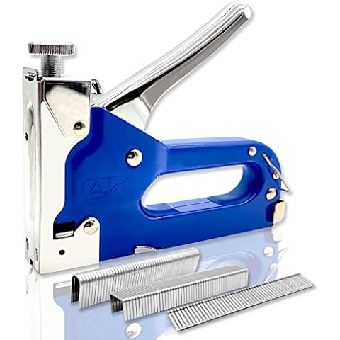 Staple Gun With Staples, LYLAB 3 in 1 Heavy Duty Staple Gun Kit, Staple Gun for Upholstery Work with Three Types Staples for Wood, Cable, Material Repair, Carpentry, Decoration, Furniture, Crafts, DIY Cover