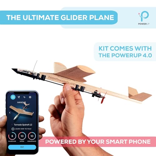 Image of POWERUP 4.0 Balsa Paper Airplane Kit Smartphone Controlled RC Paper Motor | Easy to Fly With Autopilot and Gyro Stabilizer. Great Gadget Gift for Hobbyist Pilots or Tinkerers. Durable Flight Module