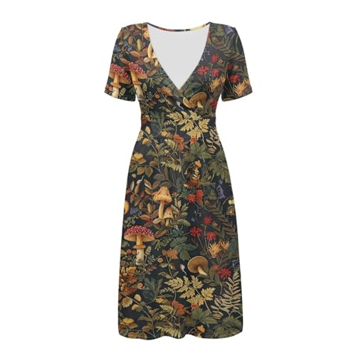 Image of Women's Summer Formal Dresses Short Sleeve Wrap V Neck Dresses Bridesmaid Wedding Guest Dress with Pockets