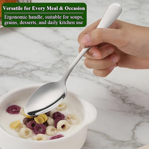 Dinner Spoons Set 12pcs, 18.7cm Soup Spoon Berglander Food Grade Stainless Steel Silverware Spoons, Metal Tablespoon for Home, Kitchen or Restaurant Mirror Polished, Dishwasher Safe - Image 6