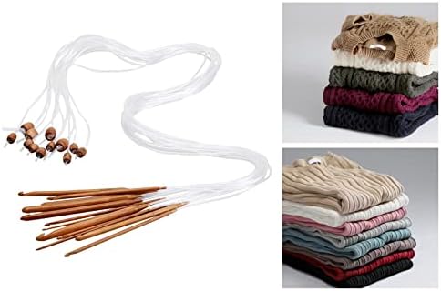 Luwecf Knitting Bamboo Crochet Hooks Set Circular Crochet Hooks Yarn Weaving Tool with Lightweight Smooth Finish for, E - 5