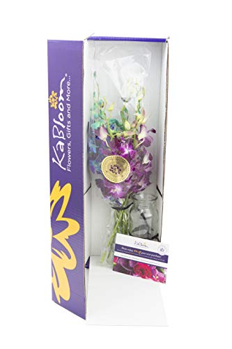 Image of KaBloom-10 Blue&Purple Orchid Bouquet,Flowers for Valentine, Mother's Day