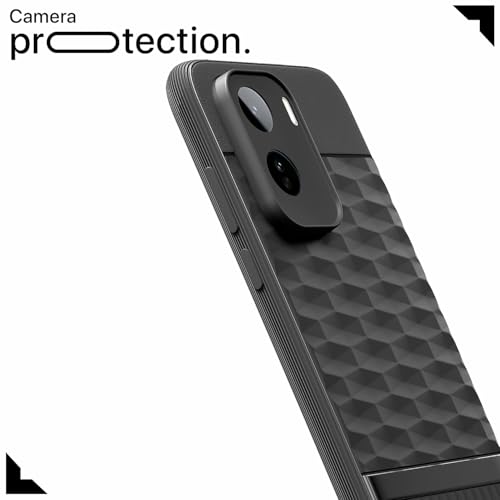 Image of Pikkme Back Cover for Vivo T5 Pro 5G Camera Protection 3D Hexa Cube Design Silicone Protective Bumper Case (Black)