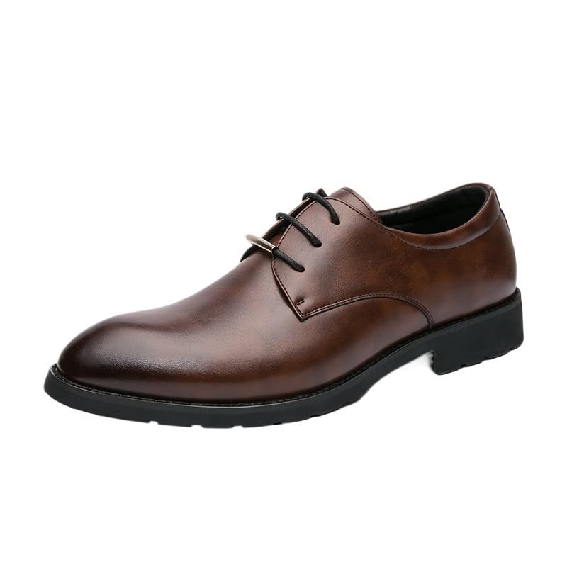 Comfort Orthopedic Men Dress Oxford Vegan Leather Lace Up Breathable Working Anti-Slip Non Slip Rubber Sole Block Heel Shoe
