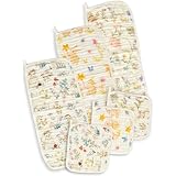 ベビー沐浴6枚セット 6重ガーゼ フェイスタオル ミニタオル ベビー [総柄 竹繊維イブル]