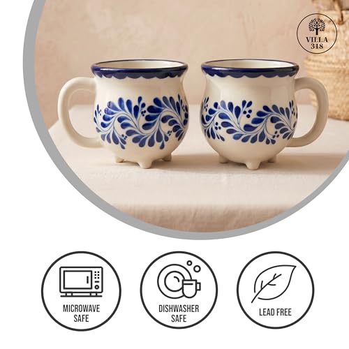 Set de 2 mugs grandes de cerámica pintados a mano miniatura 4
