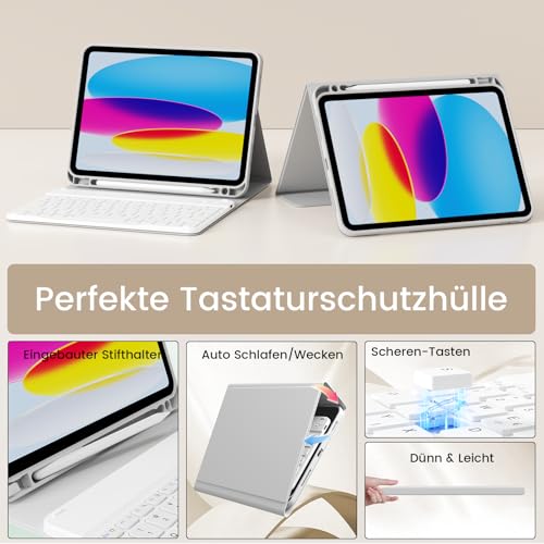 GKABXY Hülle mit Tastatur für iPad A16 11/10 Generation 2025/2022, 11/10.9" – Ansicht 5