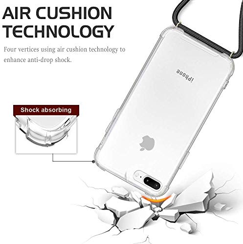 Yespure Crossbody Case For Iphone 7 Plus,Crossbody Case For Iphone 8 Plus [ With Adjustable Lanyard Strap ] Clear Transparent Soft Tpu Shockproof Phone Cover For Iphone 7Plus/8 Plus - Black #TOP4
