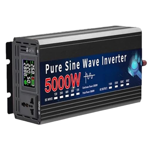 DZSYOHFS Inversor Inversor De Onda Sinusoidal Pura De 24V 220V 110V 2000W 3000W 4000W 5000W Convertidor De Voltaje Portátil De CC A CA para Coche Inversor Onda Pura(110V 60Hz,5000W)