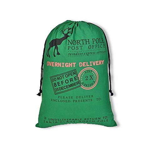 TechFaith Christmas Stocking Xmas Gift Sack Bag, Santa Sacks Christmas Canvas Stocking with Drawstrings (Style 4)