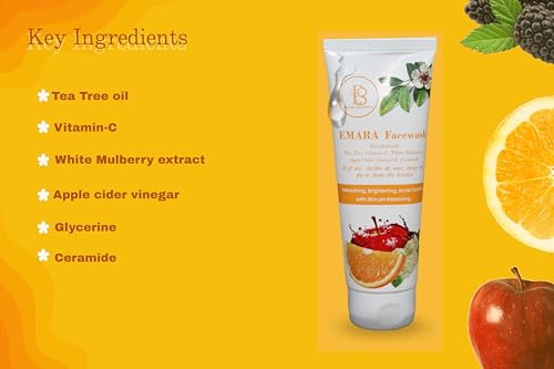 Image of EMARA Facewash with Tea Tree Oil, Vitamin C, Apple Cider Vinegar and Ceramide