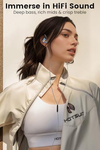 Image of Wired Gaming Earbuds with Microphone, in-Ear Monitor Headphones High Sound Quality Earphones for iPhone, Laptop, MP3, Android Smartphones, Fits All 3.5mm Jack Device-Blue