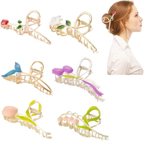 Pince à cheveux fleur grande barrette métal pour accompagner vos styles bohèmes et décontractés