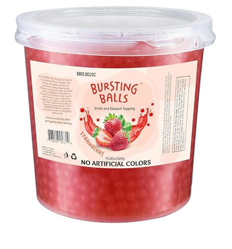 Strawberry Boba Pearls, Strawberry Popping Bursting Boba, Bubble Tapioca Pearls For Bubble Tea, No Artificial Colors (7 LB 1 Pack)