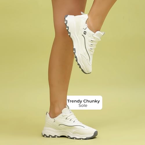 Image of YOHO Women's Chonks Sporty Comfortable Chunky Sneakers | Lightweight & Breathable | Everyday Shoes for Woman /Girls
