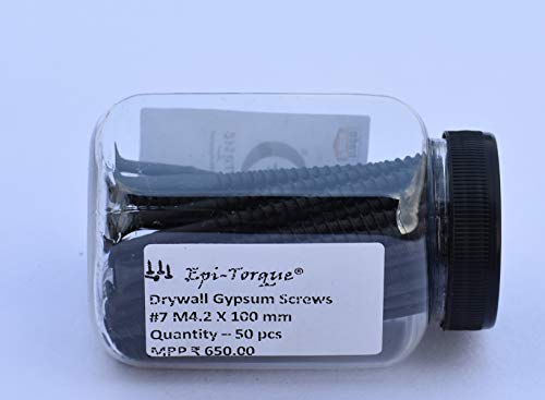Image of Drywall Gypsum Black Screw Sharp Point Size #7 M4.2 X 100mm (Pack of 50 Pcs)