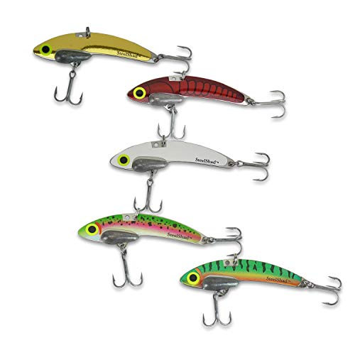 SteelShad Fishing Lures, Lipless Crankbait – 5 Pack Kit – for Saltwater +
