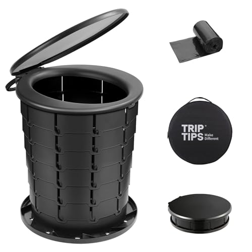 Image of TRIPTIPS Upgrade Retractable Portable Toilet Travel Toilet Adjustable Height Camping Toilet Portable Potty for Adults Kids, Foldable Portable Toilet for Camping /Car