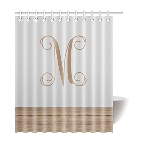 ViVi Love Personalized Custom Monogrammed Initial Shower Curtain, Custom Name Shower Curtain - Simple Style Design Shower Curtain Customize, Custom Bathroom Shower Curtain Set with Plastic C-Rings Cover